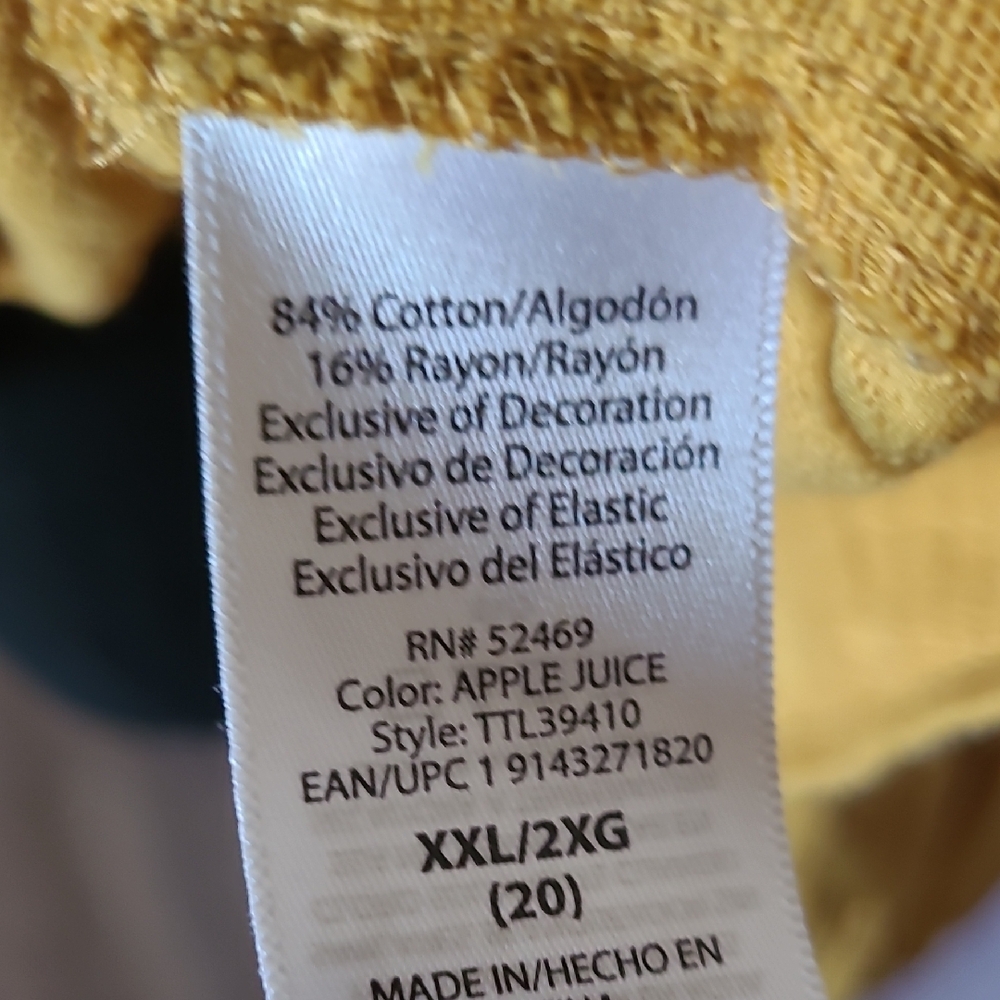 Mustard Yellow Size XXL/20 Popover Tunic Puffed Sleeve Cotton Blend - Picture 10 of 10